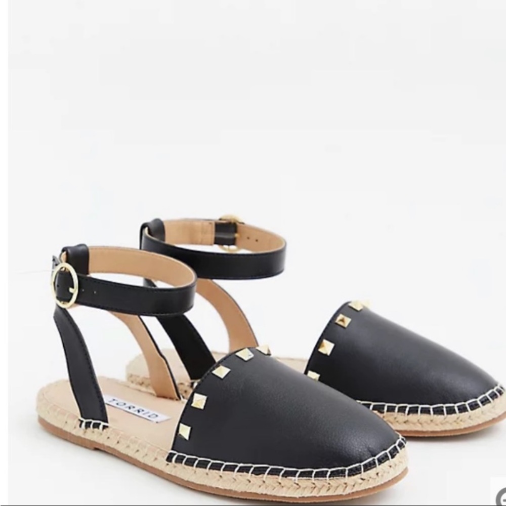 Torrid Ankle Strap Black Espadrille bottom Flats